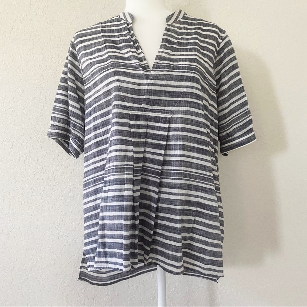 J. Crew Striped Short Sleeve Tunic Style Top